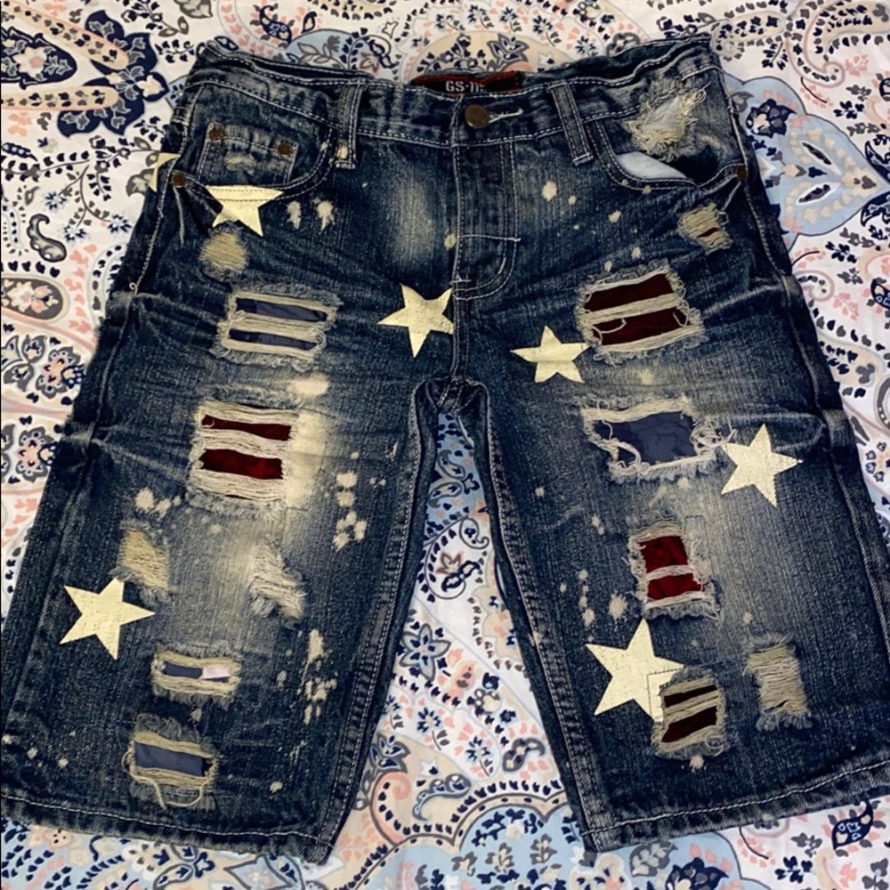 Distressed boys denim shorts
